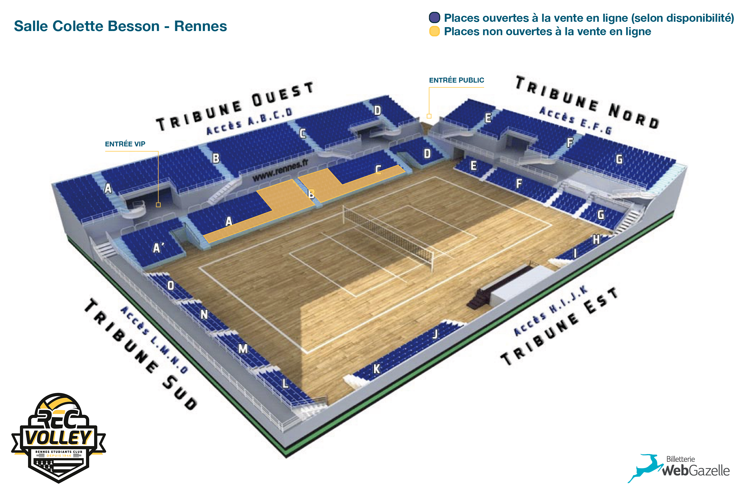 Plan de salle GFC Ajaccio Volley + Harnes