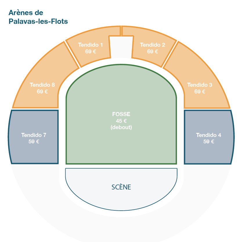 Plan de salle COURSE CAMARGUAISE - FERIA 08.05.25